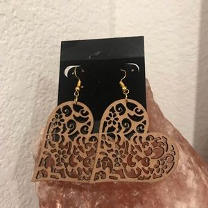 Wooden Heart Earrings